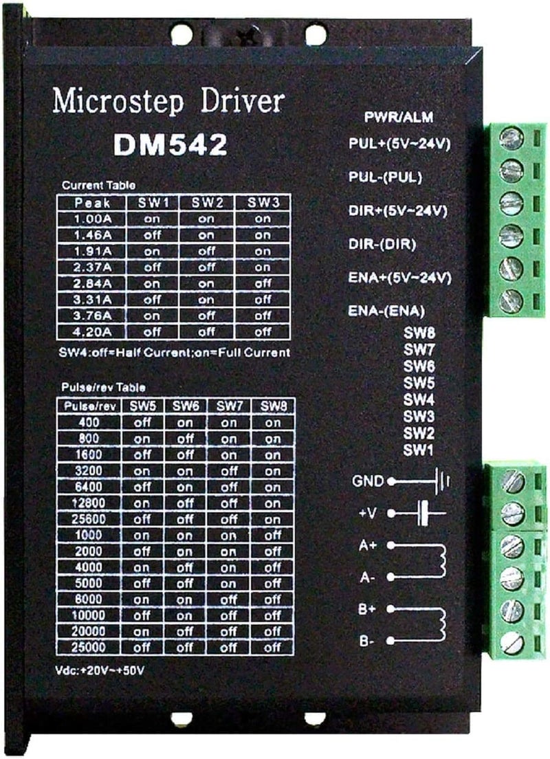 Zeelo CNC Digital Microstep Driver DM542 Stepper Motor Controller 2-Phase Digital Stepper Motor Driver 20-50V DC Max 4.2A for Nema 17, Nema 23 and Nema 34 Series Stepper Motor, Replace M542 M542H - Image 1